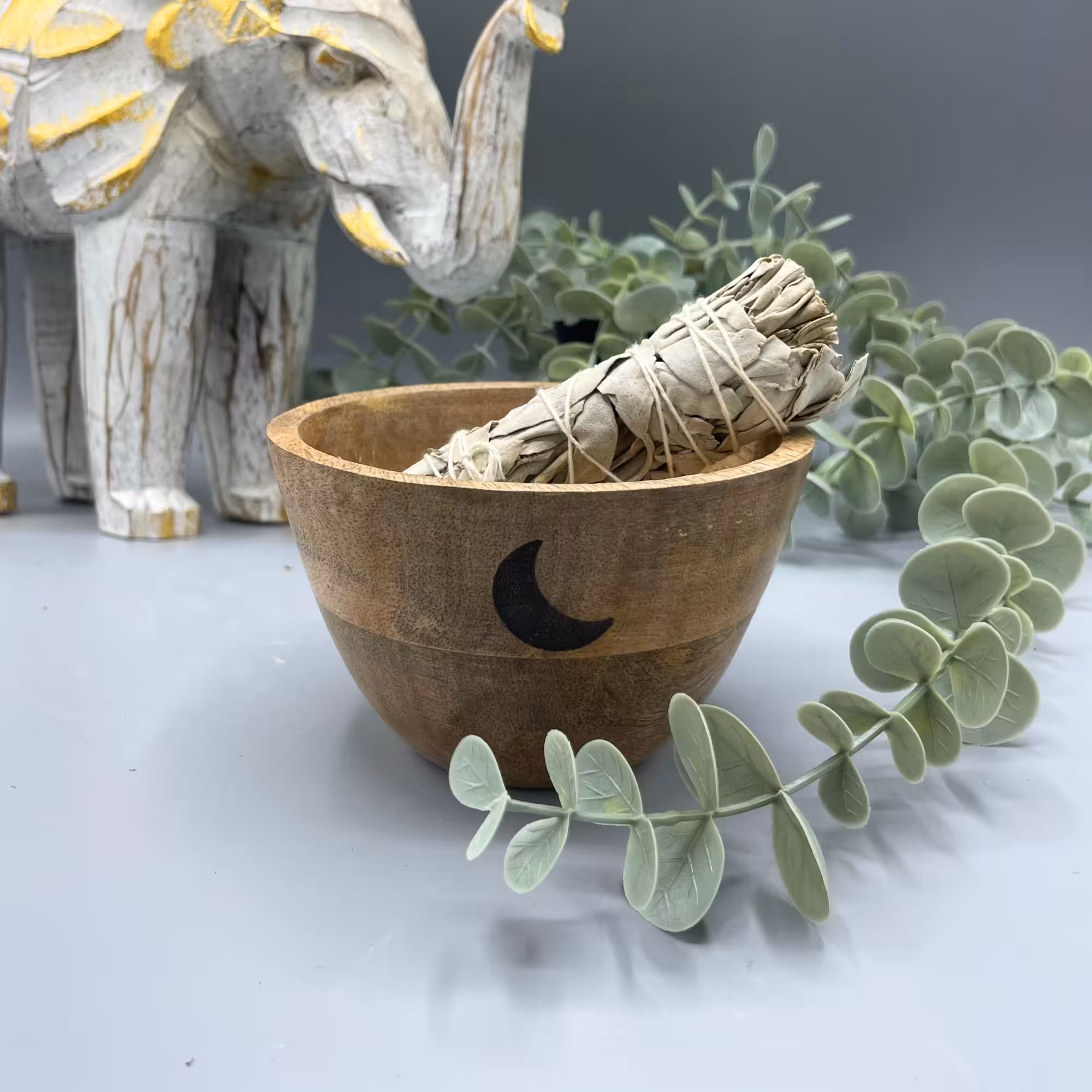 Wooden Smudge and Ritual Offerings Bowl – Three Moons – 11x7cm | www.artisan-gifts.co.uk 2 Wooden Smudge and Ritual Offerings Bowl - Three Moons - 11x7cm