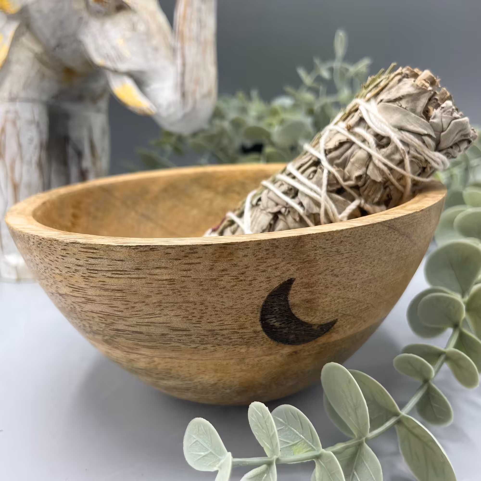 Wooden Smudge and Ritual Offerings Bowl – Three Moons – 13x7cm | www.artisan-gifts.co.uk 3 Wooden Smudge and Ritual Offerings Bowl - Three Moons - 13x7cm - Image 2